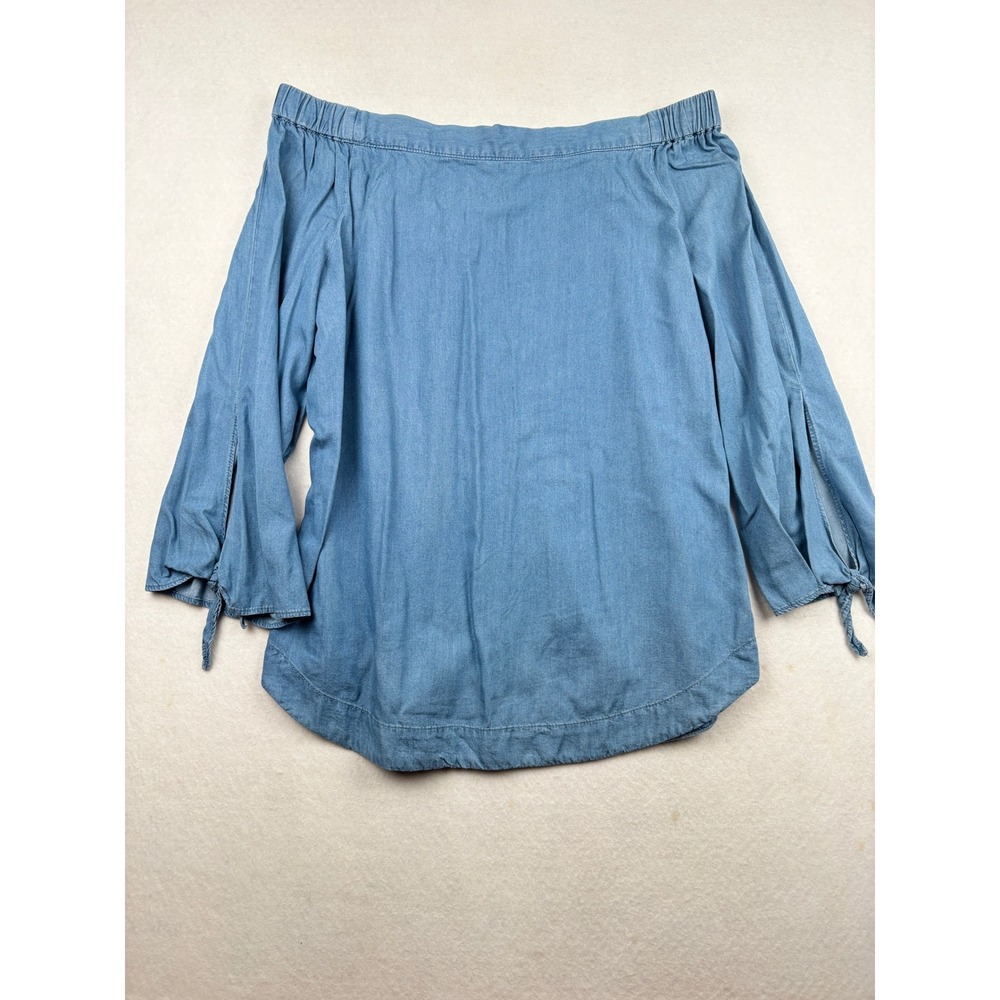 Altar'd State Chambray Top Womens L Off Shoulder Boho Coastal